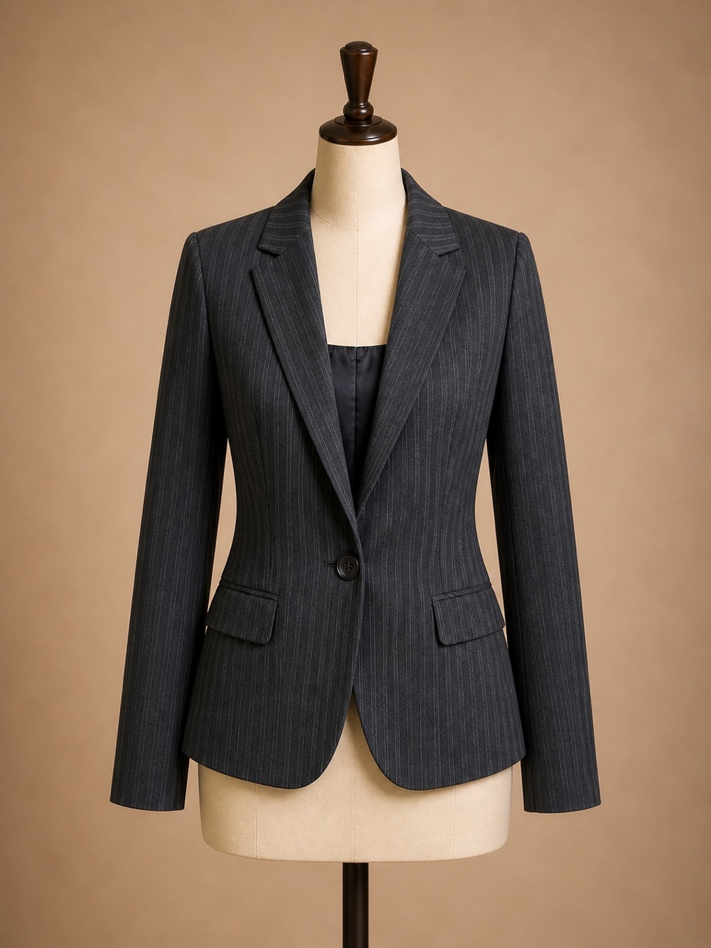 Le Suit Black Pinstripe Women's Blazer Jacket